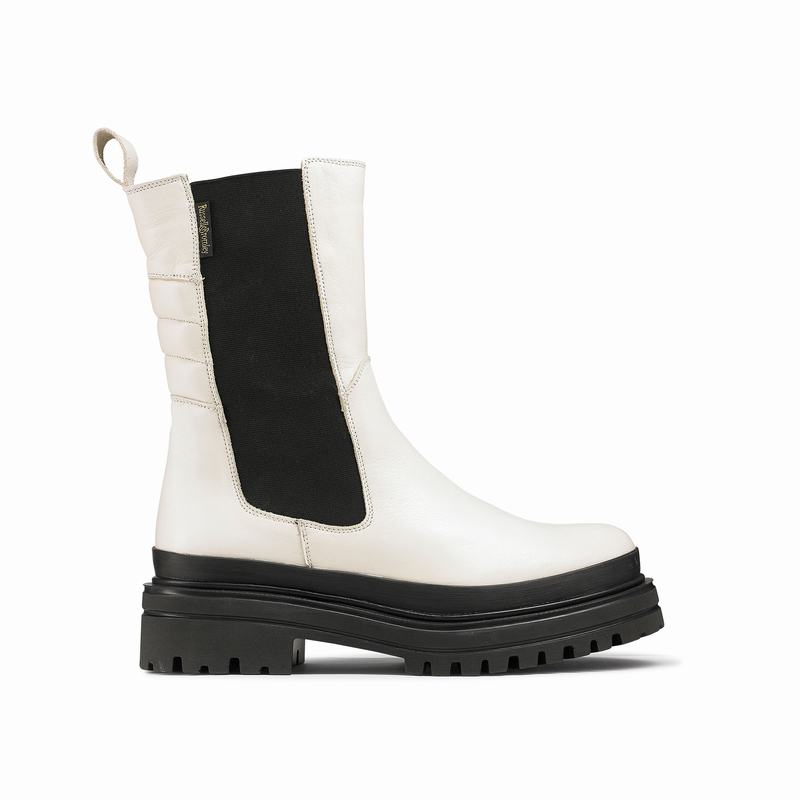 Russell & Bromley Highway Chelsea Biker Boots Women's White [REY9764AO]